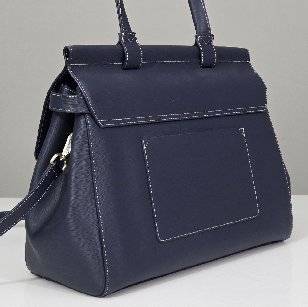 JEMMA EMMA 37 WORK BAG LAPTOP SATCHEL BUSINESS TOTE IN BLUE TEXTURED LEATHER - Picture 4 of 10